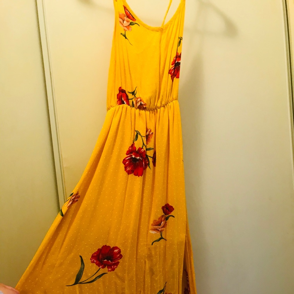 Yellow dress with red flowers